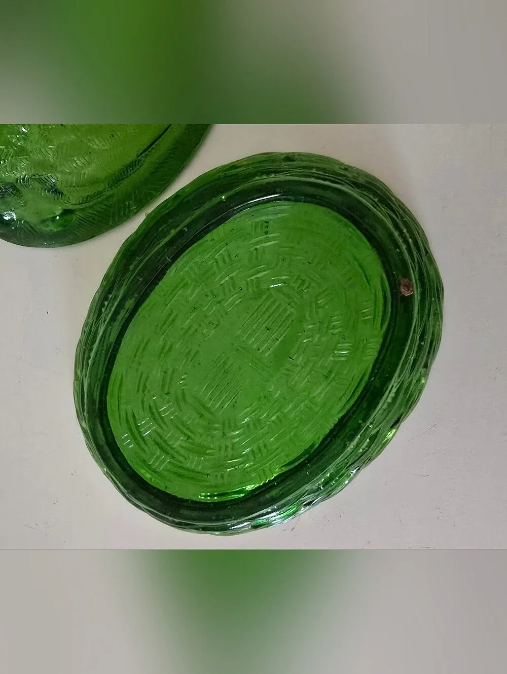 Vintage Green Glass Hen on Nest Covered Dish
